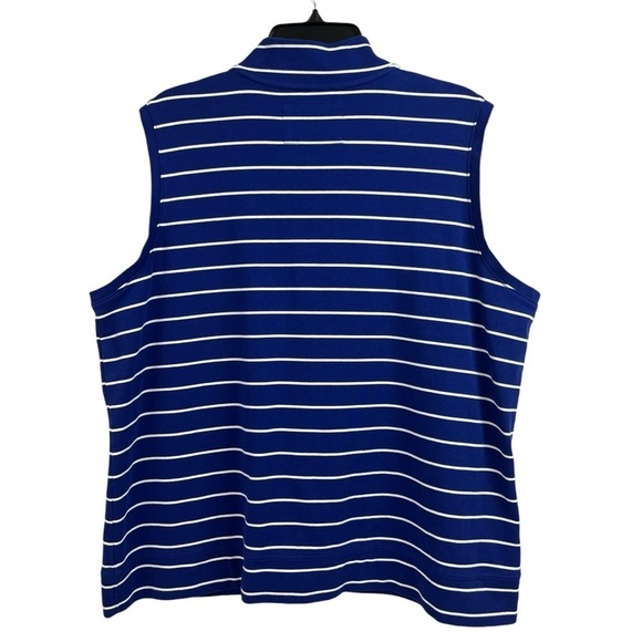 Liz Claiborne Womens Vest Stretch Blue White Stripe Pockets 2X - Picture 6 of 11